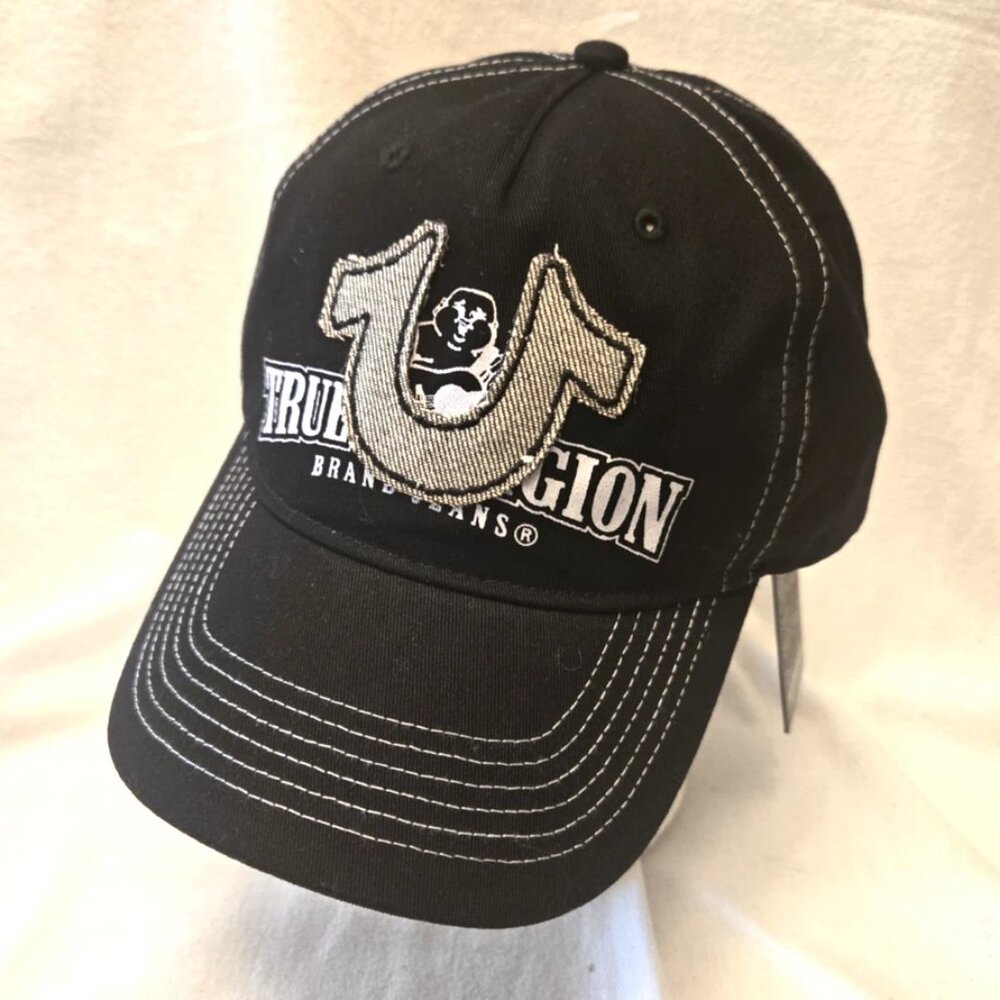 TRUE RELIGION - Embroidered Logo Black Trucker/Baseball Cap. - Adjustable.